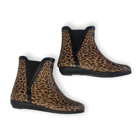 London Fog Women's Piccadilly Rain Boot 6 New Leopard Tan Black Animal Chelsea - Picture 12 of 12